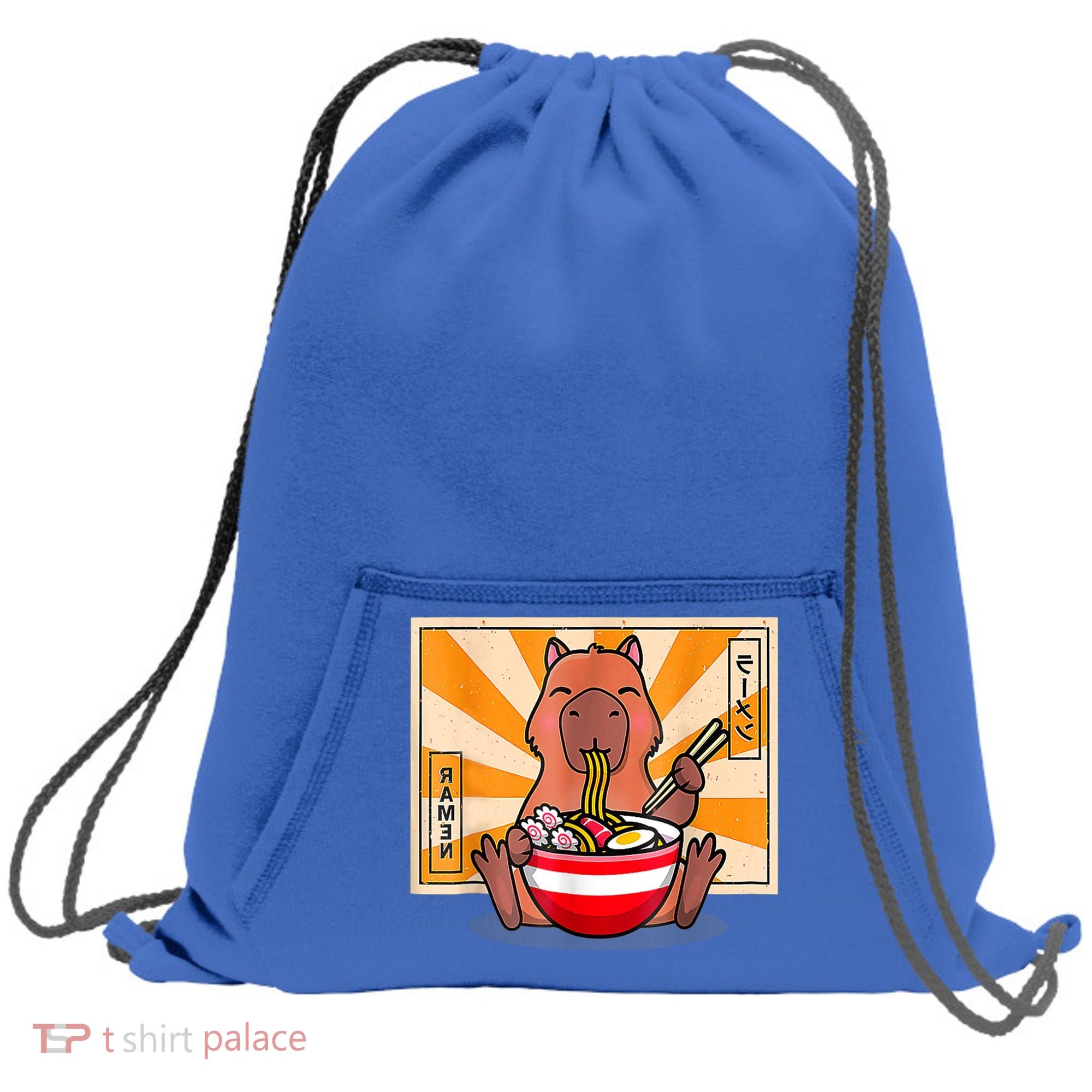 Cute Capybara Eating Ramen Funny Animal Anime Manga Sweatshirt Cinch Pack Bag
