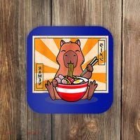 Cute Capybara Eating Ramen Funny Animal Anime Manga Coaster thumb 0