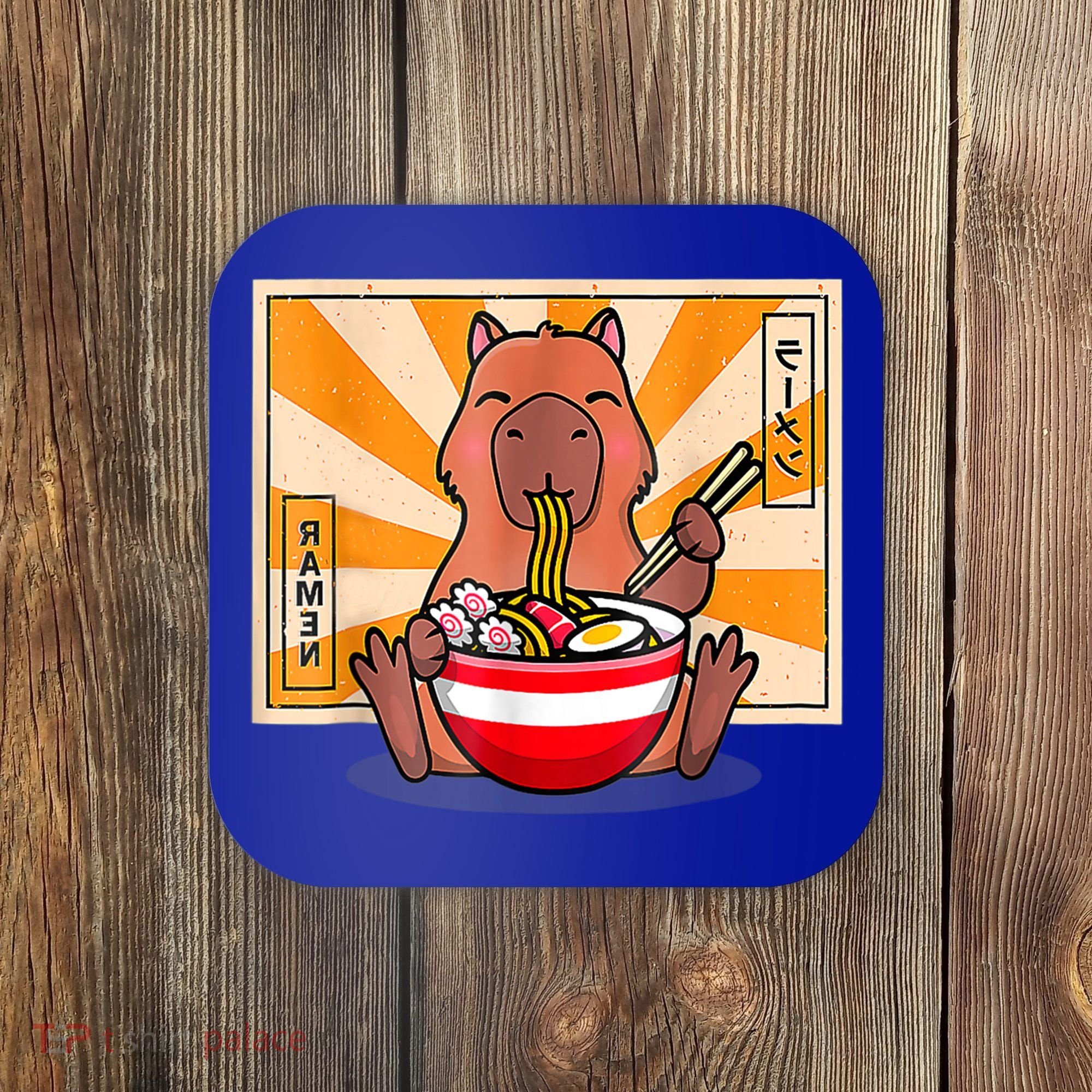 Cute Capybara Eating Ramen Funny Animal Anime Manga Coaster