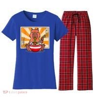 Cute Capybara Eating Ramen Funny Animal Anime Manga Women's Flannel Pajama Set thumb 0