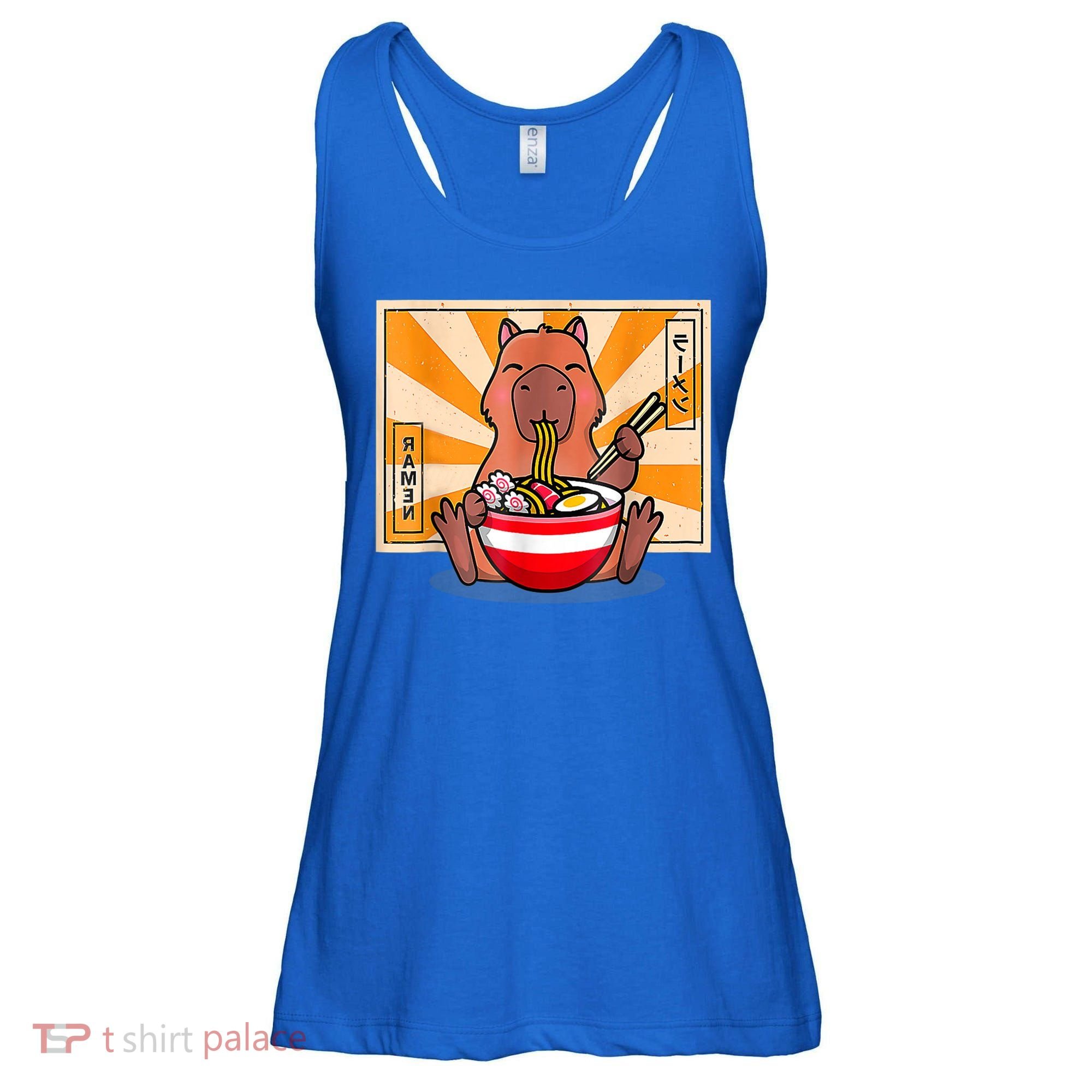 Cute Capybara Eating Ramen Funny Animal Anime Manga Ladies Essential Flowy Tank