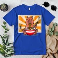 Cute Capybara Eating Ramen Funny Animal Anime Manga Premium T-Shirt thumb 2