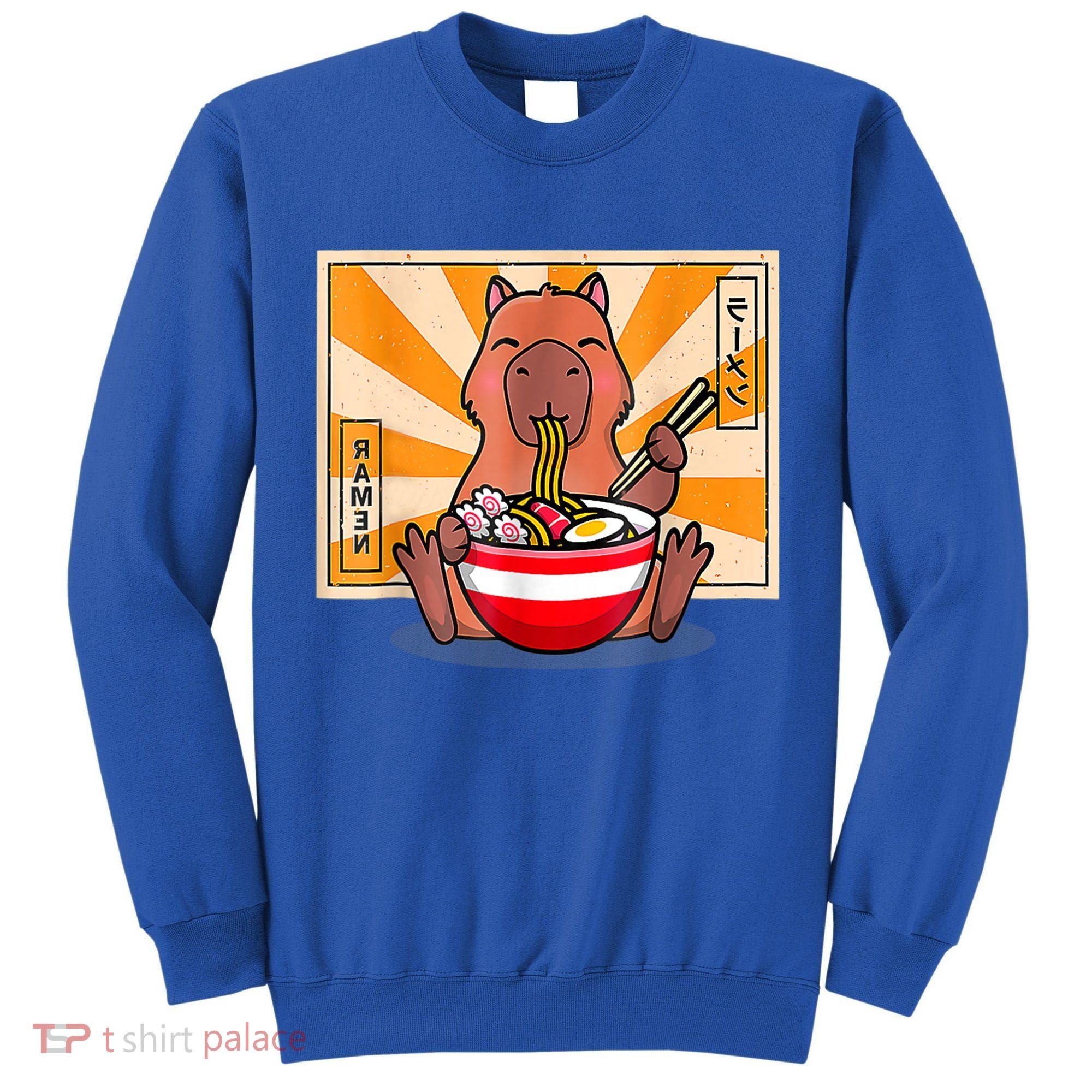 Cute Capybara Eating Ramen Funny Animal Anime Manga Tall Sweatshirt
