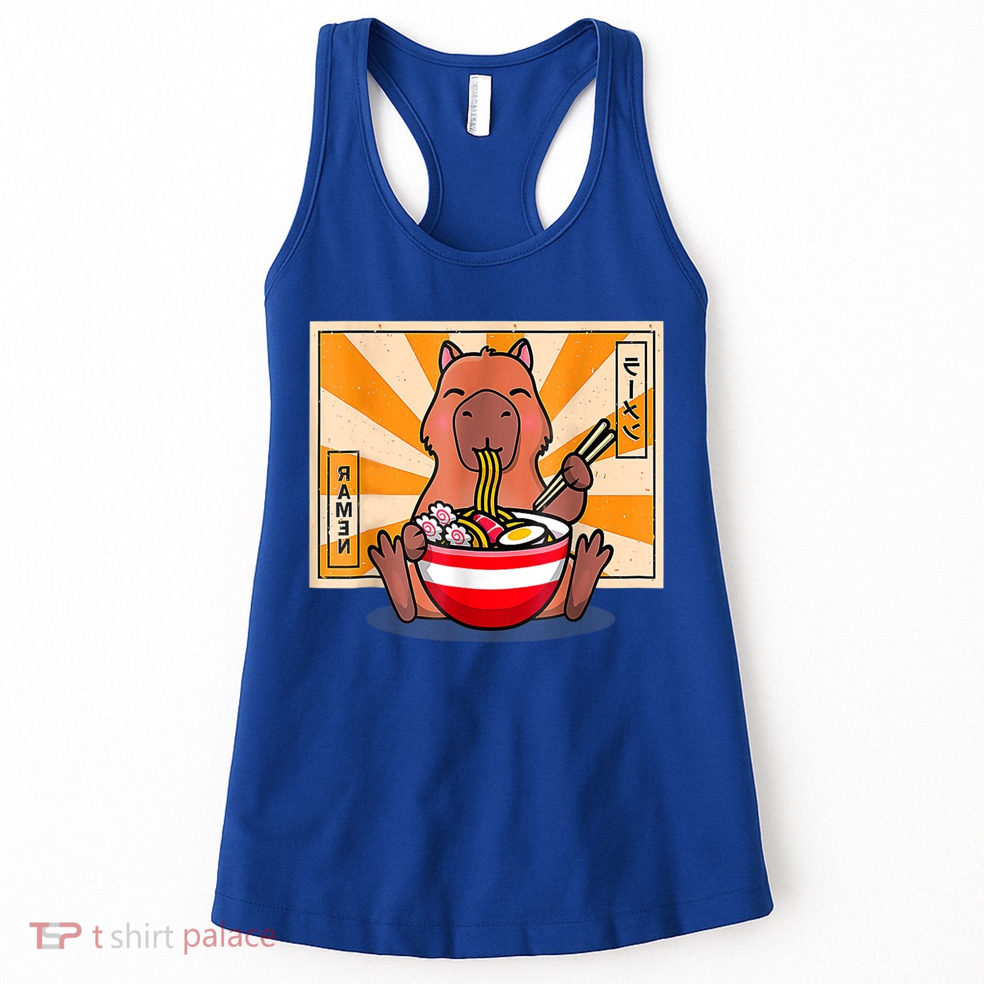 Cute Capybara Eating Ramen Funny Animal Anime Manga Women's Tank Top