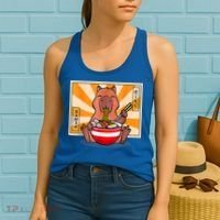 Cute Capybara Eating Ramen Funny Animal Anime Manga Women's Tank Top thumb 2