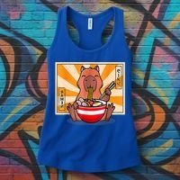 Cute Capybara Eating Ramen Funny Animal Anime Manga Women's Tank Top thumb 3