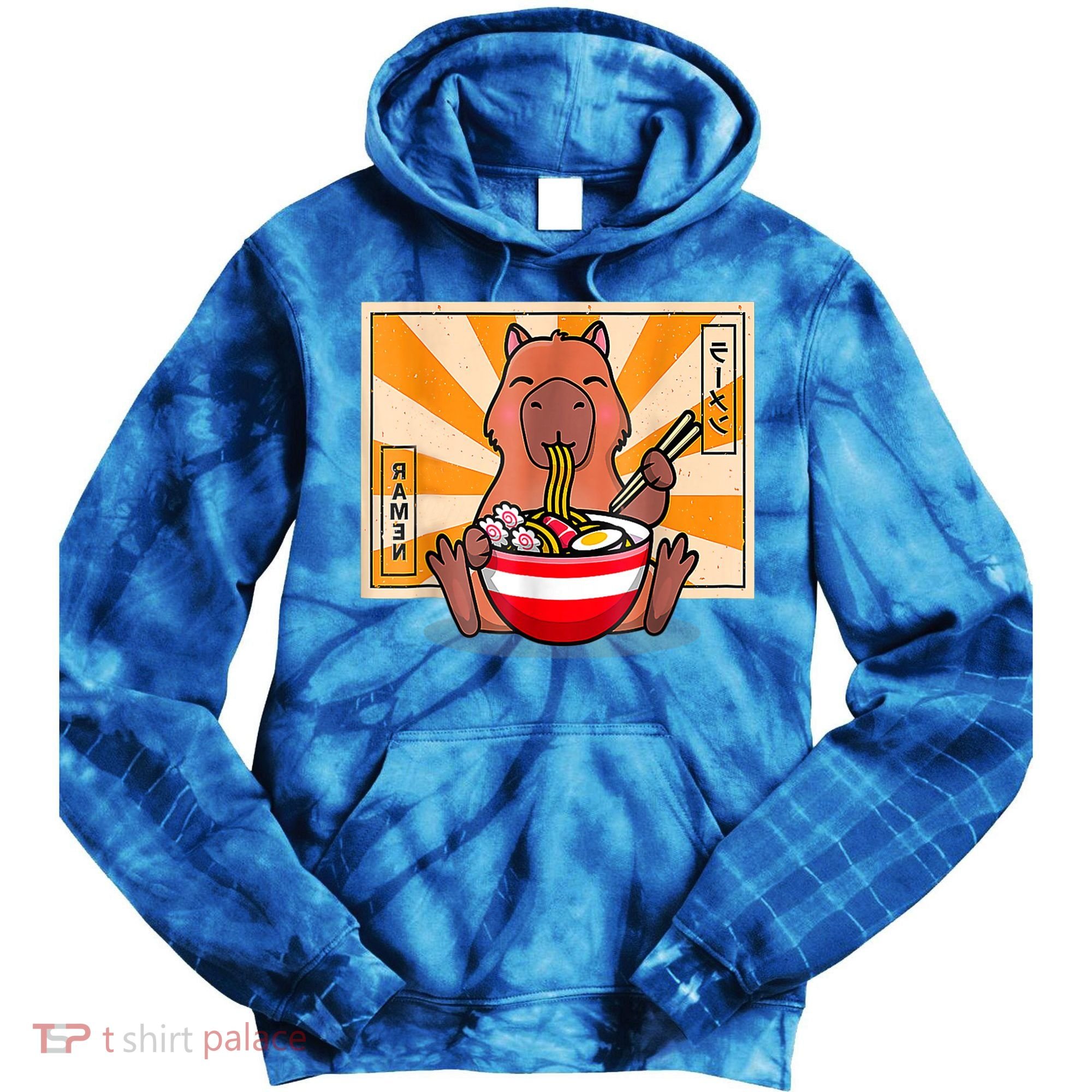 Cute Capybara Eating Ramen Funny Animal Anime Manga Tie Dye Hoodie