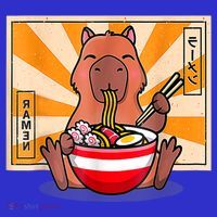 Cute Capybara Eating Ramen Funny Animal Anime Manga Tall Hoodie thumb 2