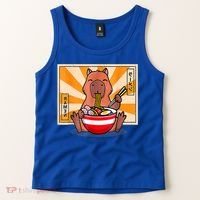 Cute Capybara Eating Ramen Funny Animal Anime Manga Tank Top thumb 2