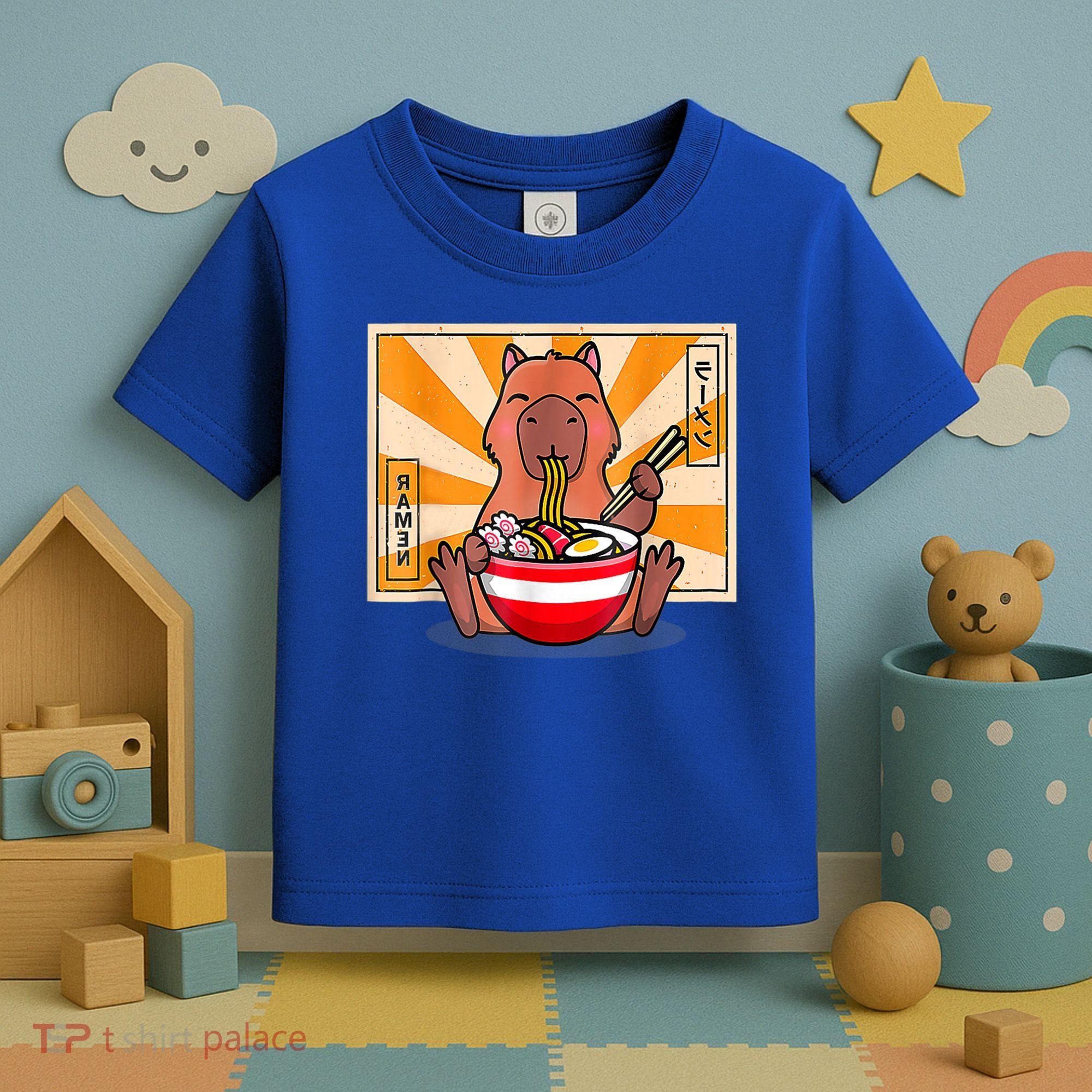 Cute Capybara Eating Ramen Funny Animal Anime Manga Toddler T-Shirt
