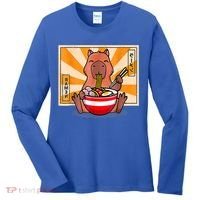 Cute Capybara Eating Ramen Funny Animal Anime Manga Women's Long Sleeve Shirt thumb 0