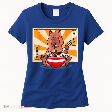 Cute Capybara Eating Ramen Funny Animal Anime Manga Women's T-Shirt