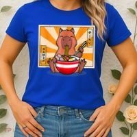Cute Capybara Eating Ramen Funny Animal Anime Manga Women's T-Shirt thumb 2