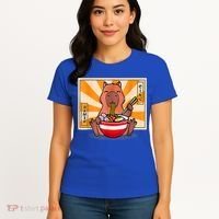 Cute Capybara Eating Ramen Funny Animal Anime Manga Women's T-Shirt thumb 4