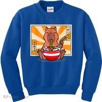 Cute Capybara Eating Ramen Funny Animal Anime Manga Kids Sweatshirt thumb 0