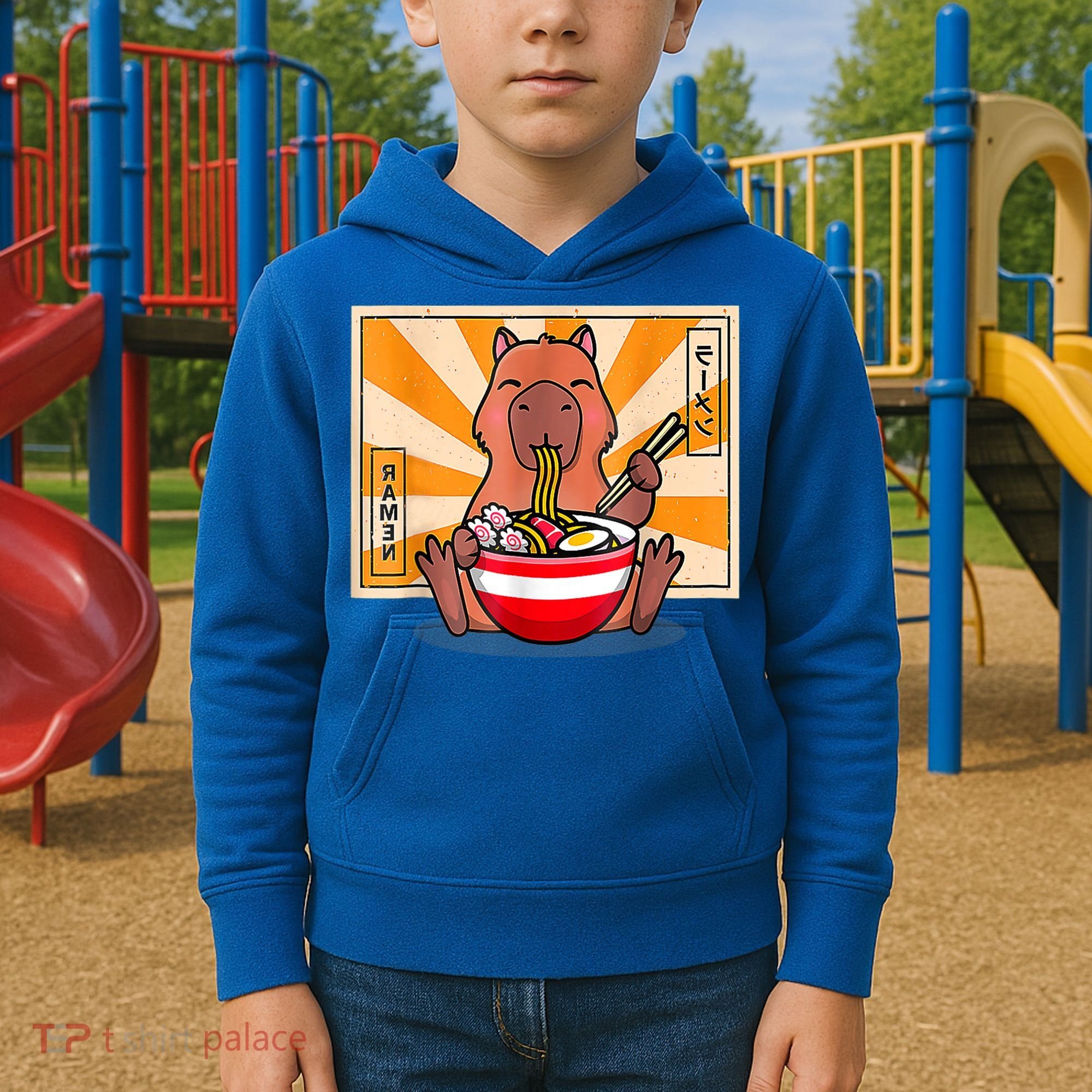 Cute Capybara Eating Ramen Funny Animal Anime Manga Kids Hoodie