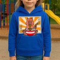 Cute Capybara Eating Ramen Funny Animal Anime Manga Kids Hoodie thumb 3