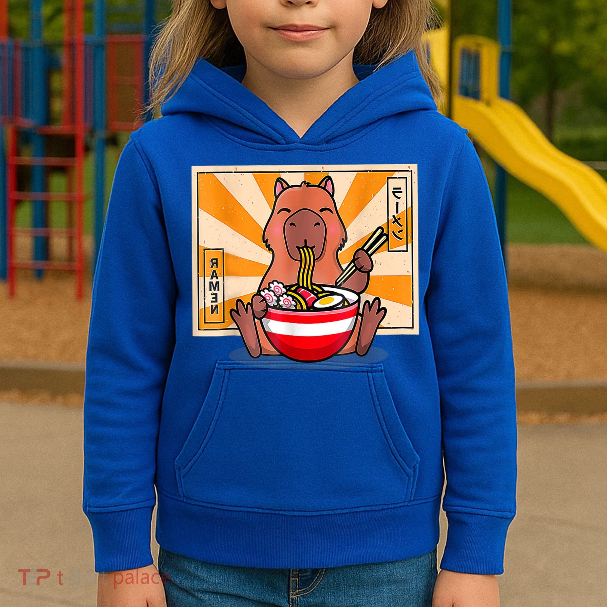 Cute Capybara Eating Ramen Funny Animal Anime Manga Kids Hoodie
