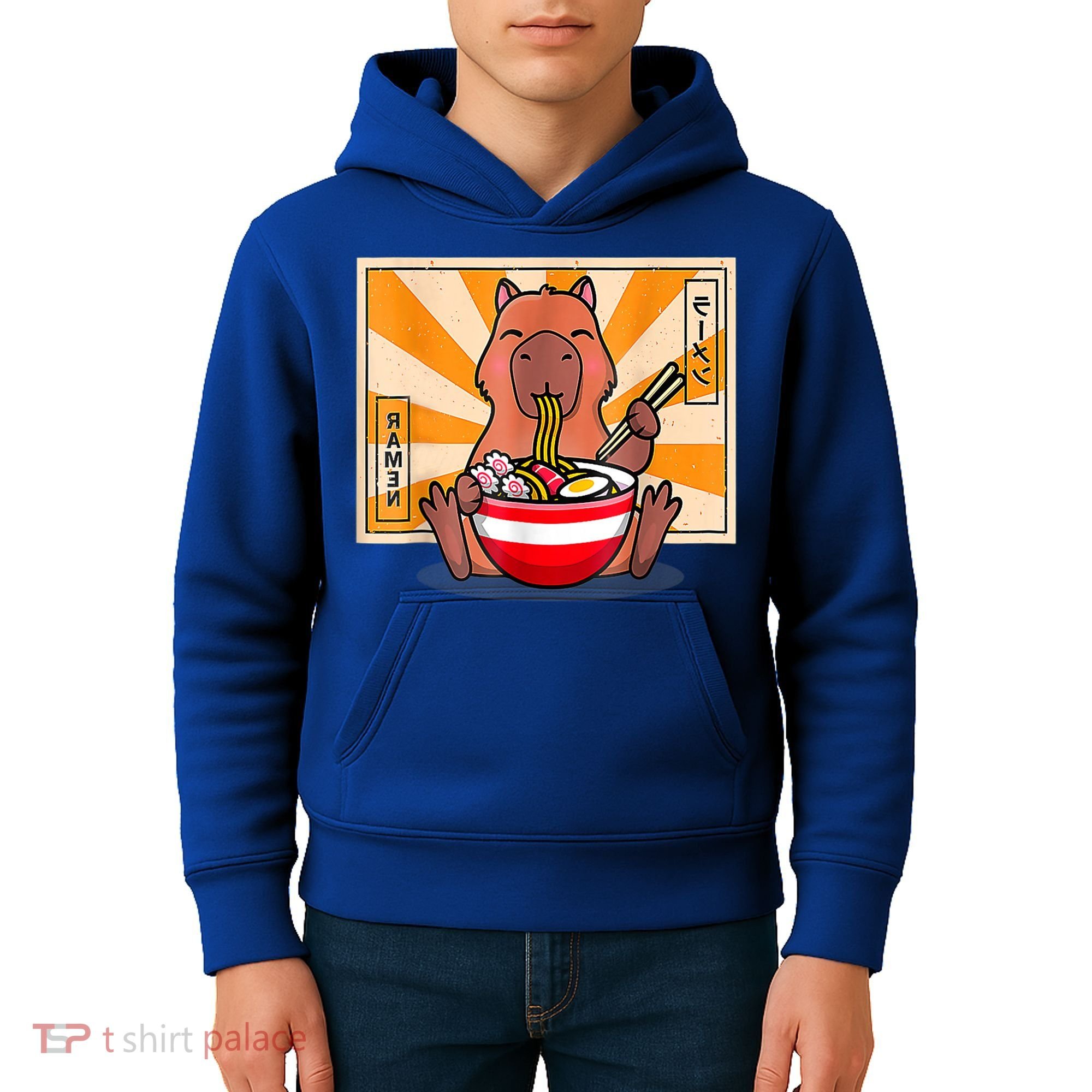Cute Capybara Eating Ramen Funny Animal Anime Manga Kids Hoodie