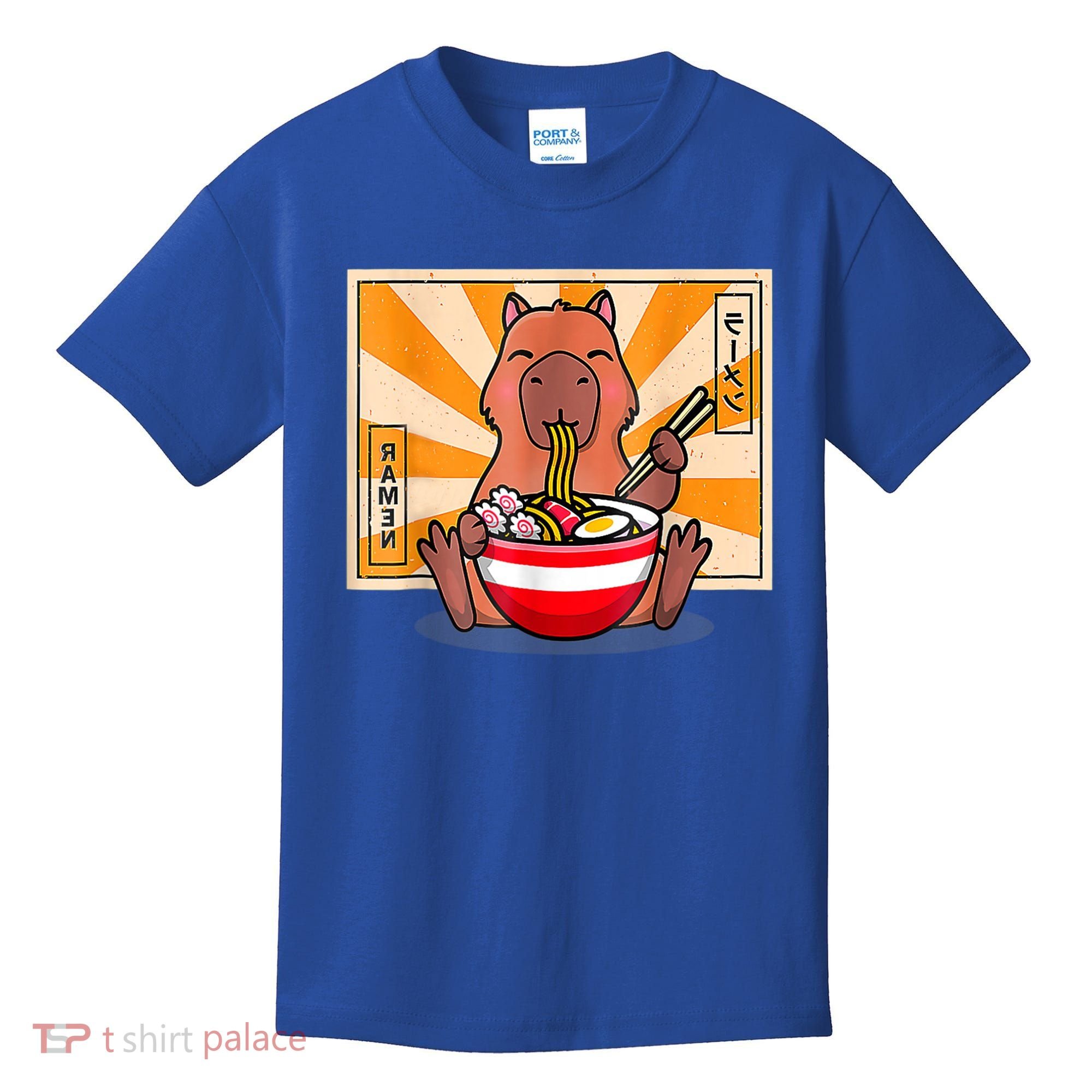 Cute Capybara Eating Ramen Funny Animal Anime Manga Kids T-Shirt