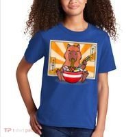 Cute Capybara Eating Ramen Funny Animal Anime Manga Kids T-Shirt thumb 2