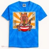 Cute Capybara Eating Ramen Funny Animal Anime Manga Kids Tie-Dye T-Shirt thumb 0