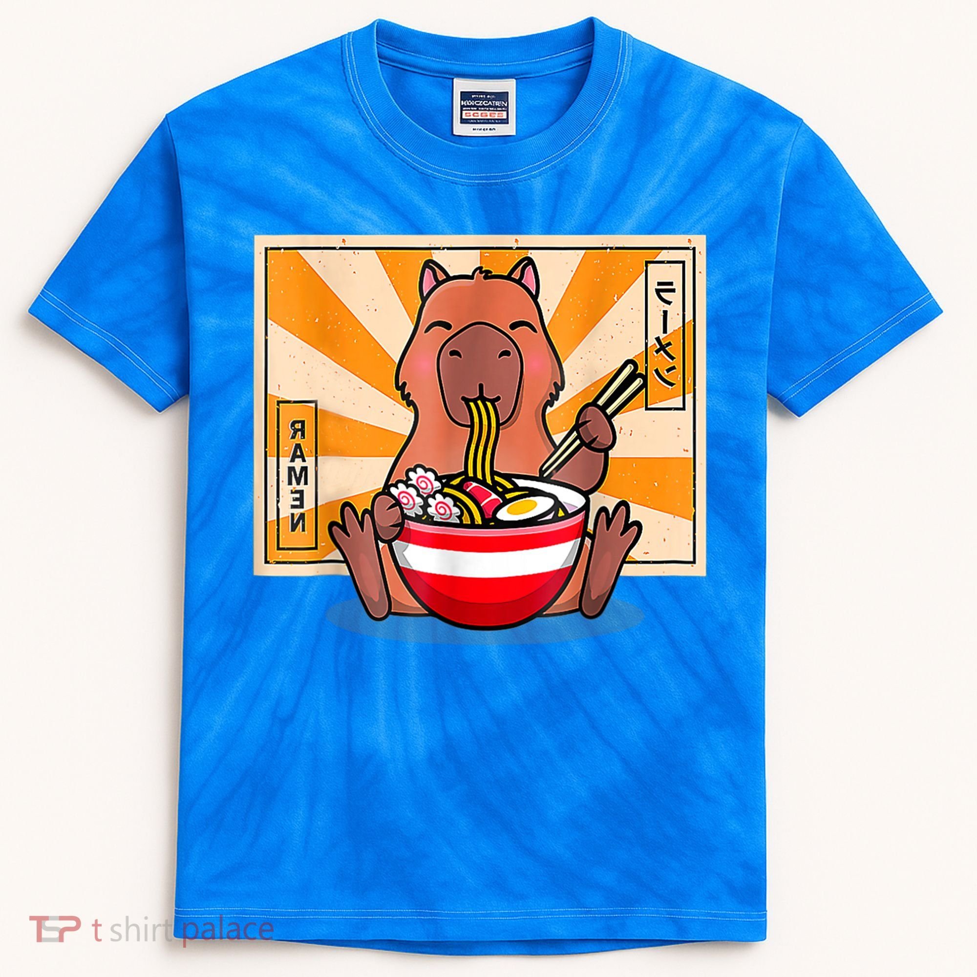 Cute Capybara Eating Ramen Funny Animal Anime Manga Kids Tie-Dye T-Shirt