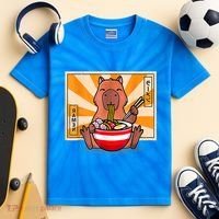 Cute Capybara Eating Ramen Funny Animal Anime Manga Kids Tie-Dye T-Shirt thumb 2