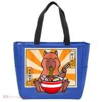 Cute Capybara Eating Ramen Funny Animal Anime Manga Tote Bag thumb 0