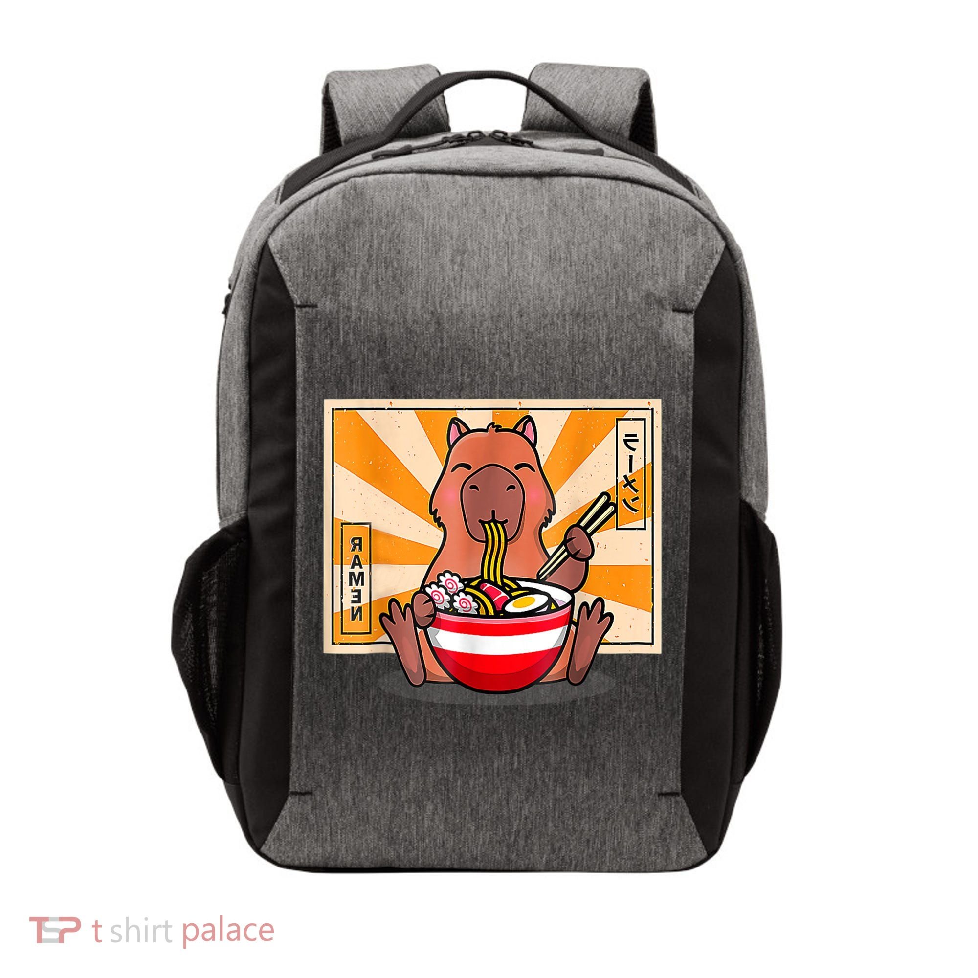 Cute Capybara Eating Ramen Funny Animal Anime Manga Vector Backpack