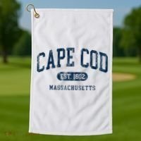 Cape Cod Est 1602 Massachusetts Retro Preppy Throwback Golf Towel thumb 1