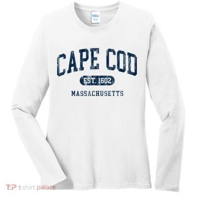 Cape Cod Est 1602 Massachusetts Retro Preppy Throwback Women's Long Sleeve Shirt