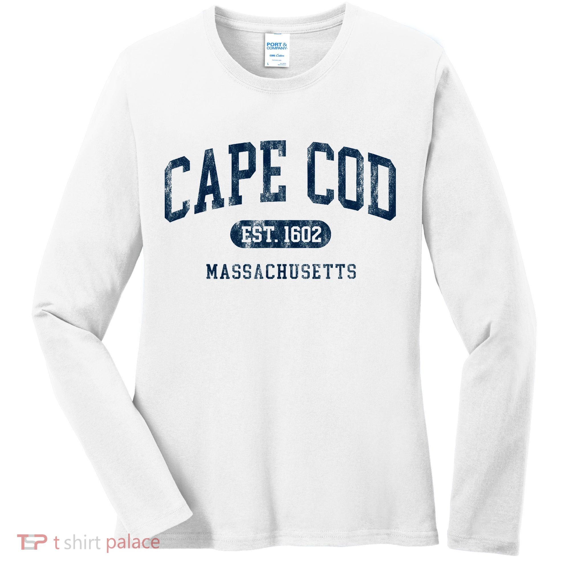 Cape Cod Est 1602 Massachusetts Retro Preppy Throwback Women's Long Sleeve Shirt