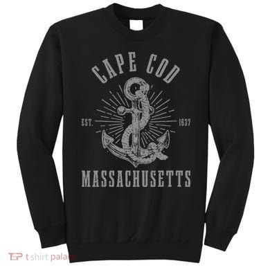 Cape Cod Est 1637 Massachusetts Anchor Vintage Nautical Gift Sweatshirt