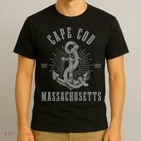 Cape Cod Est 1637 Massachusetts Anchor Vintage Nautical Gift T-Shirt thumb 3