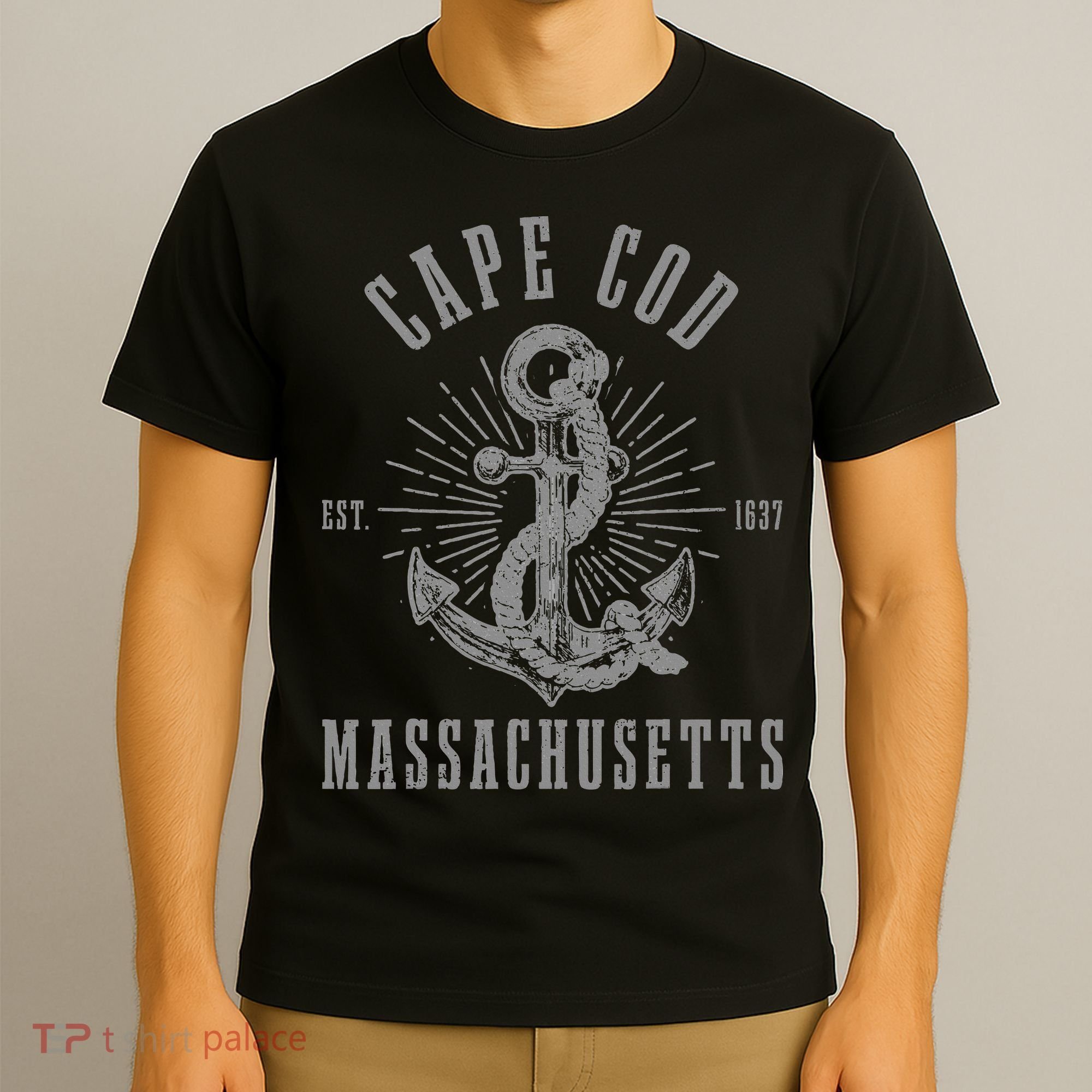Cape Cod Est 1637 Massachusetts Anchor Vintage Nautical Gift T-Shirt