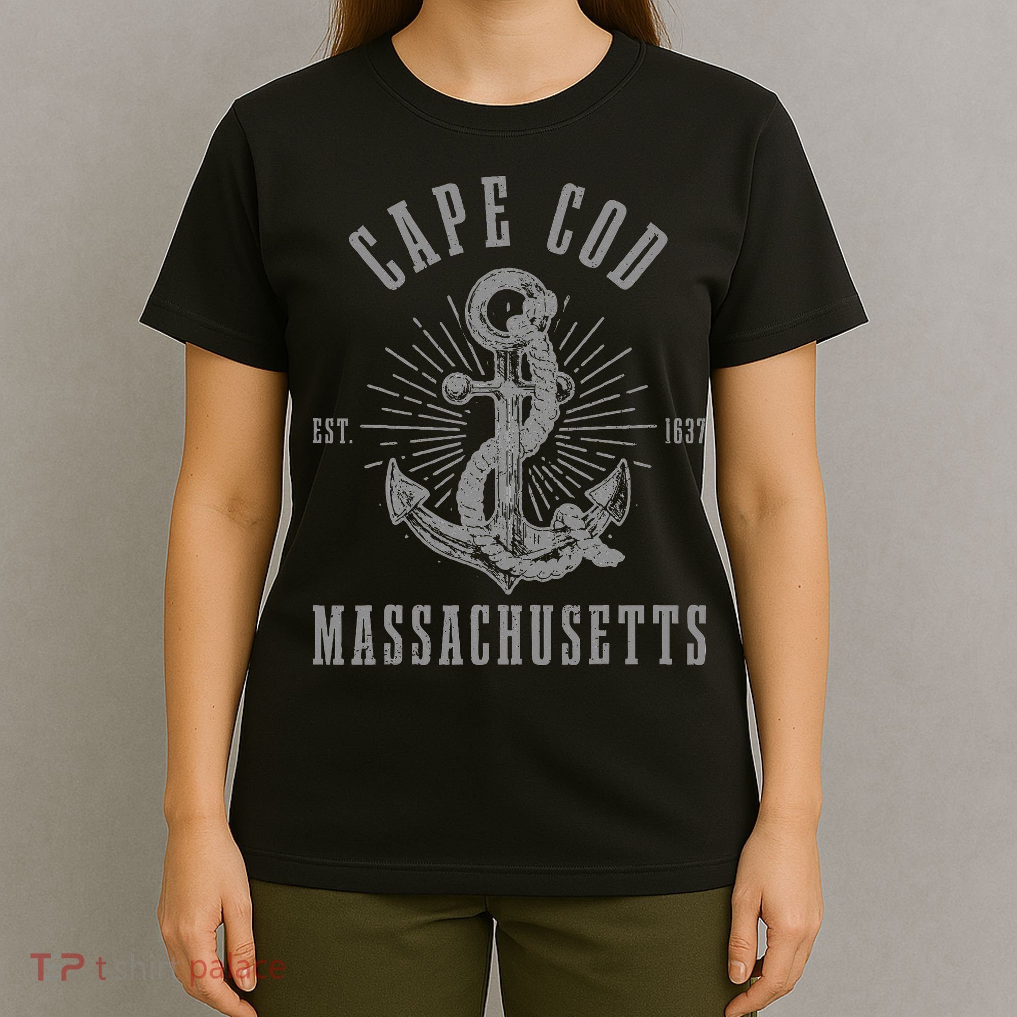 Cape Cod Est 1637 Massachusetts Anchor Vintage Nautical Gift T-Shirt