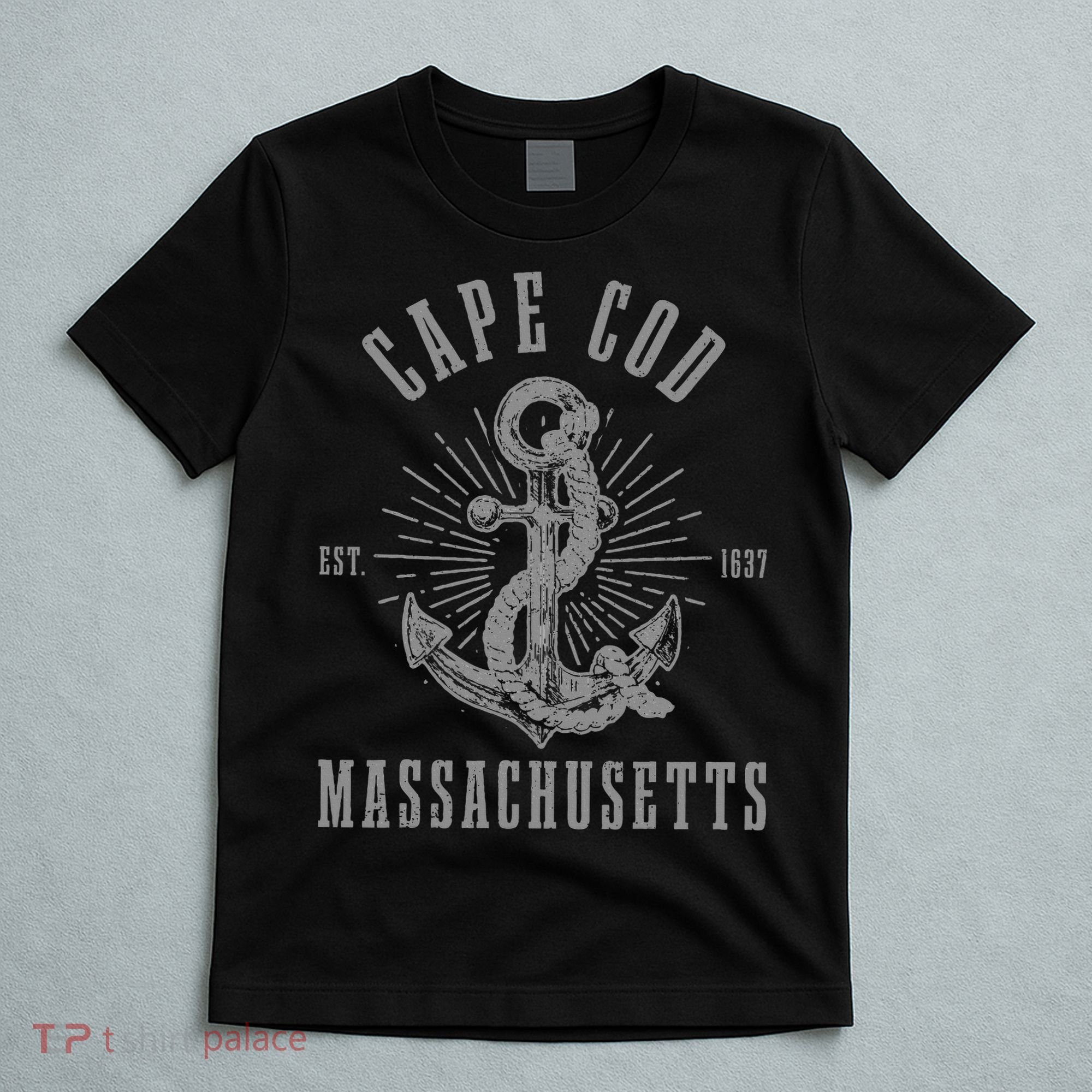 Cape Cod Est 1637 Massachusetts Anchor Vintage Nautical Gift T-Shirt