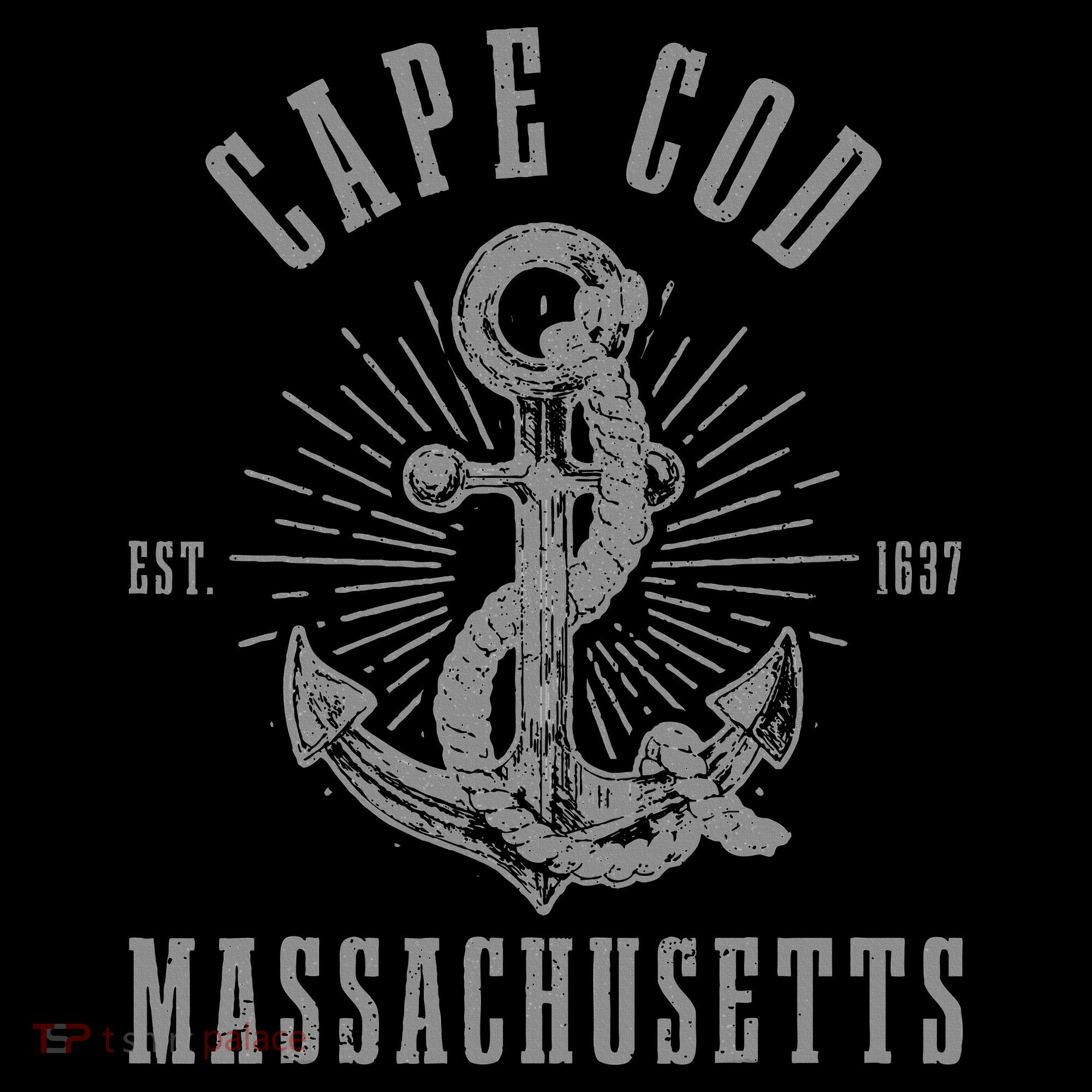 Cape Cod Est 1637 Massachusetts Anchor Vintage Nautical Gift T-Shirt