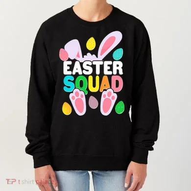 Cute Colorful Easter Squad Easter Bunny Rabbit Eggs Women's Sweatshirt