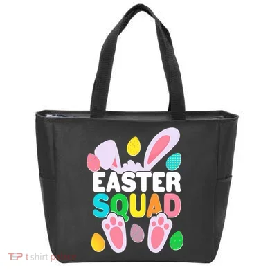 Cute Colorful Easter Squad Easter Bunny Rabbit Eggs Tote Bag