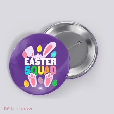 Cute Colorful Easter Squad Easter Bunny Rabbit Eggs Button