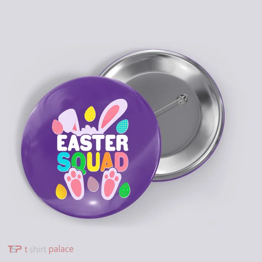Cute Colorful Easter Squad Easter Bunny Rabbit Eggs Button