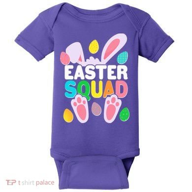 Cute Colorful Easter Squad Easter Bunny Rabbit Eggs Baby Bodysuit