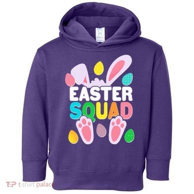 Cute Colorful Easter Squad Easter Bunny Rabbit Eggs Toddler Hoodie