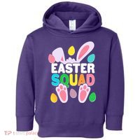 Cute Colorful Easter Squad Easter Bunny Rabbit Eggs Toddler Hoodie thumb 0