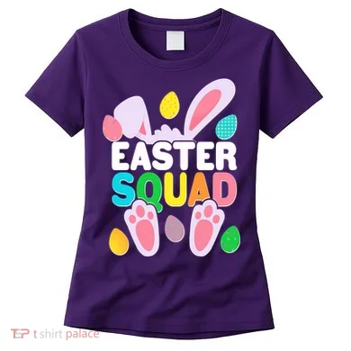 Cute Colorful Easter Squad Easter Bunny Rabbit Eggs Women's T-Shirt