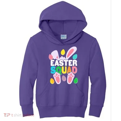 Cute Colorful Easter Squad Easter Bunny Rabbit Eggs Kids Hoodie