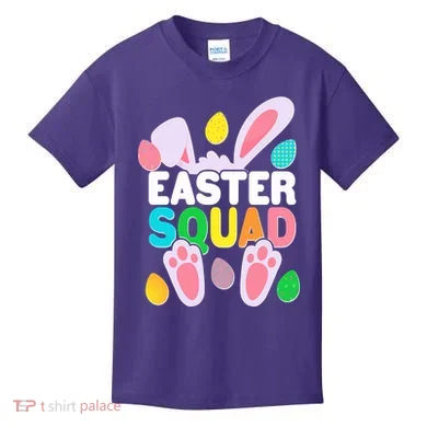 Cute Colorful Easter Squad Easter Bunny Rabbit Eggs Kids T-Shirt