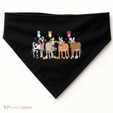 Cute Cow Easter Day Farm Animals Easter Eggs Bunny USA-Made Doggie Bandana